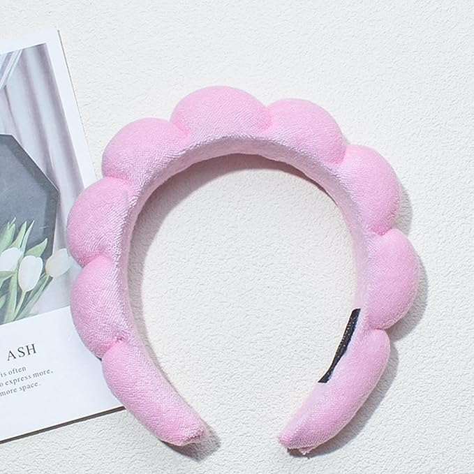 Spa Headbands for Washing Face Soft Puffy Bubble Headbands Wristband for Women Girls Makeup Skin Care Facial Beauty Shower Towel Hairband