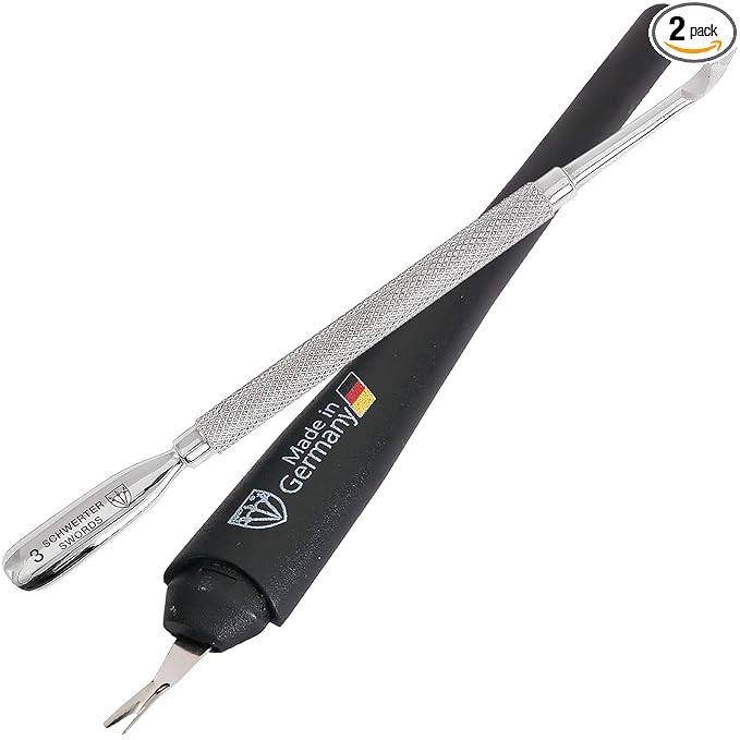 3 Swords Germany - Brand Quality Cuticle Knife Trimmer Remover Cutter (1pc.) and Cuticle Pusher Scratcher (1 pc.) Made in Germany
