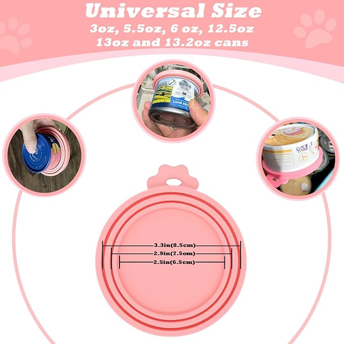 Cat Treat Spoon & 3 Pcs Can Lids | Cat Strip Feeder Squeeze for Liquid Snack | Universal Silicone Pet Can Covers BPA Free | Waste-Free Lickable Treat Feeder(Pink)