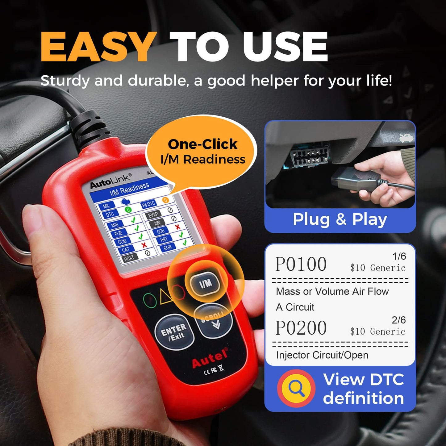 Autel Professional OBD2 Scanner AL319 Code Reader, Enhanced Check and Reset Engine Fault Code, Live Data, Freeze Frame, CAN Car Diagnostic Scan Tools for All OBDII Vehicles After 1996, 2026 Upgraded
