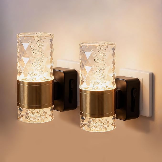 HSPRODGD Night Lights Plug into Wall, 2 Pack 3000K Dimmable LED Night Light with Auto Light Sensor, Night Light Plug in with Adjustable Brightness, for Bathroom Bedroom Kitchen Hallway Decor