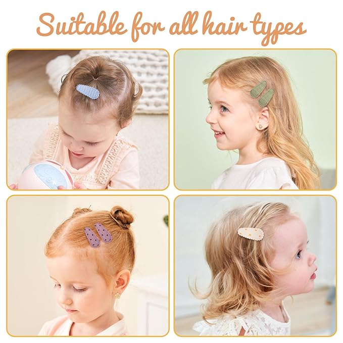 40Pcs Toddler Hair Clips, Baby Girl Hair Clips Print Non Slip Wrapped Snap Hairpins, 1.5" Mini Hair Barrettes Accessories for Baby Girls, Infants, Toddlers