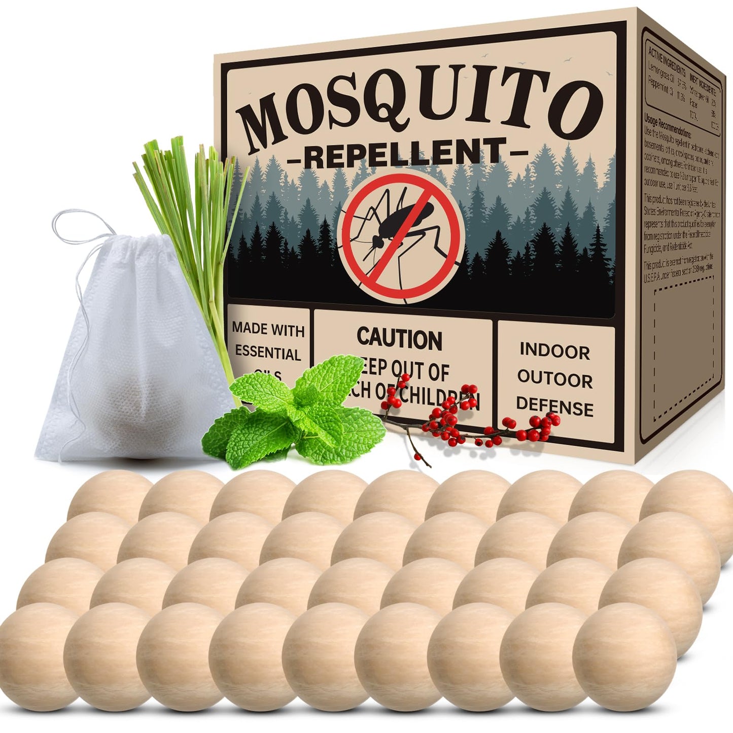 Mosquito Repellent 36 Balls â Mosquito Repellent Outdoor Patio & Indoor, Natural Mosquito Deterrent for Yard, Patio, Camping & Travel