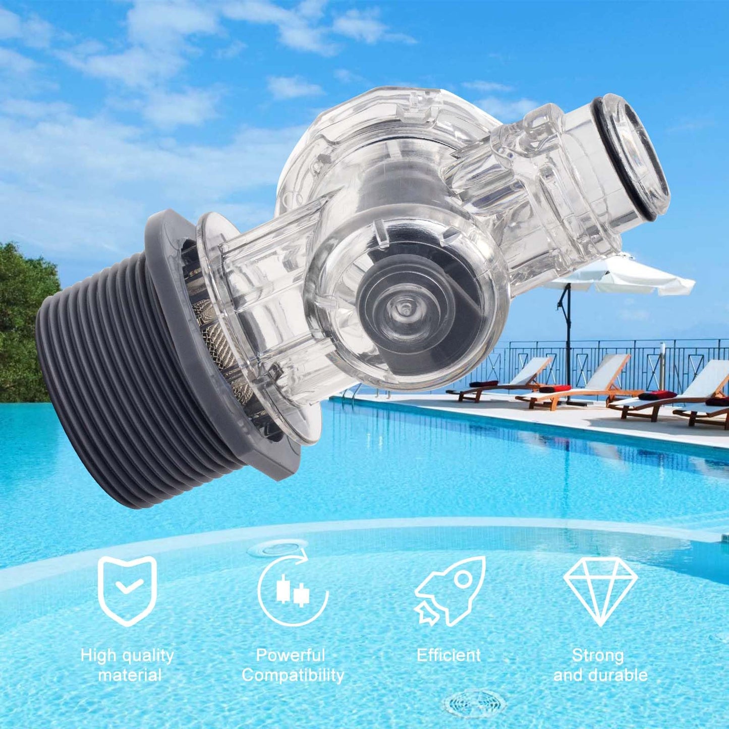 FBULWSEC 360251 Pool Sweep Wall Connector Pool Wall Connector Kit Compatible for Pentair Racer Cleaner Wall Connector with Four Sealing Rings