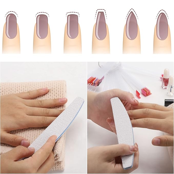 25 Count Coarse Nail Files 80/80 Grit, Reusable Rough Nail Files Double Sided Emery Boards for Acrylic Nails