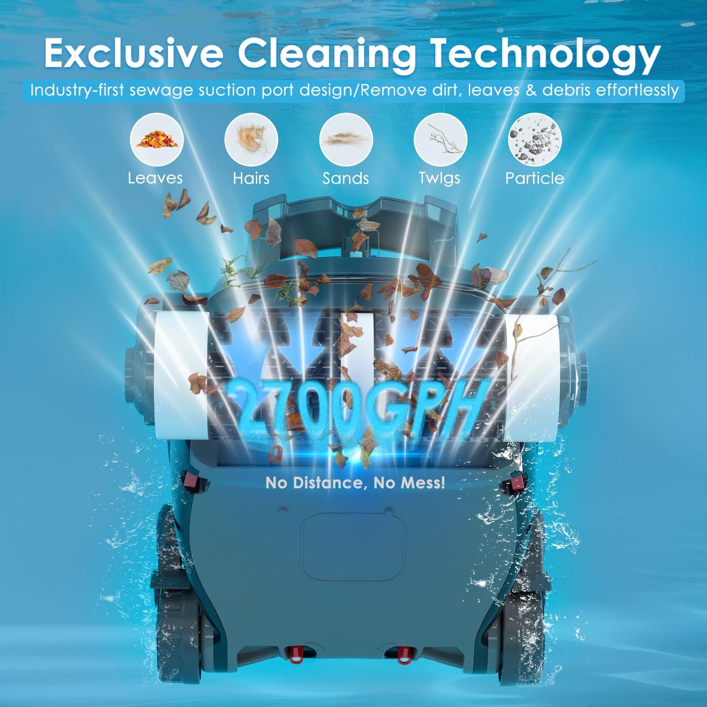 Cordless Robotic Pool Cleaner, Wall Climbing, Lightweight, Extended Battery Life, 8L Large Capacity, Advanced Dual-Motor, X1 Auto Pool Vacuum for Inground & Above Ground Pools Up to 1100 Sq.Ft, Blue