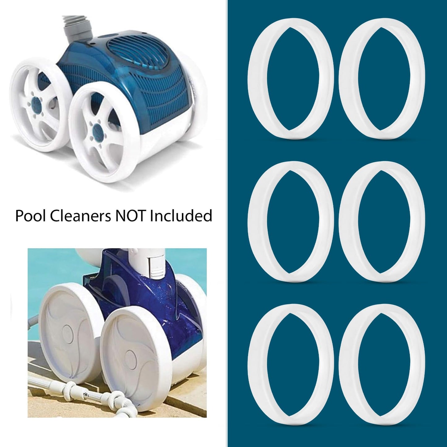 (6-Pack) The Exact Pool Cleaner Tire Replacement - Compatible with Polaris 180, 280, 360, 380, C10 and C-10 | Made of Premium, Heavy Duty Rubber - Improving The Parts Life Cycle by 50%