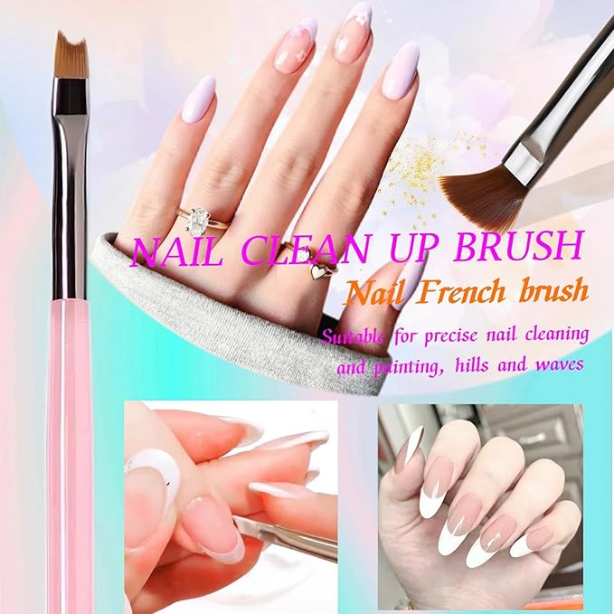 8Pcs Nail Art Brushes with 5pcs Nail Art Liner Brushes(Sizes 7/9/11/15/25 mm) and 3pcs Nail Art Clean Up Brushes, for Nail Design Painting DIY And Clean Polish Mistake On The Cuticles