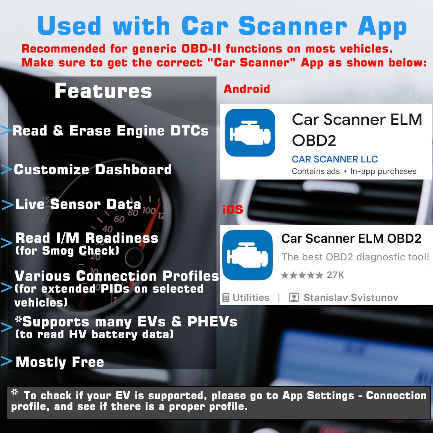Veepeak OBDCheck BLE+ Bluetooth OBD II Scanner for iOS & Android, Car Check Engine Code Reader Wireless OBD Diagnostic Scan Tool
