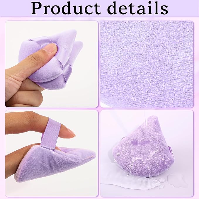 Pimoys 6 Pcs Powder Puff, Face Soft Triangle Makeup Puff Velet Makeup Sponge for Loose Powder (Purple)