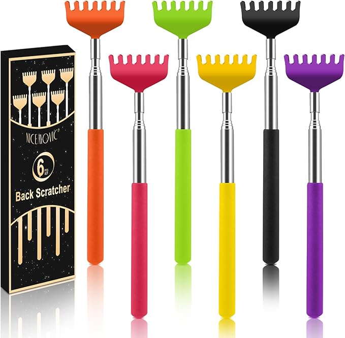 NICEMOVIC 6 Pack Back Scratcher, Mothers Fathers Day Dad Gifts, Stocking Stuffers for Women Men Teens, Easter Basket Stuffers for Teens, Prizes for Adults, Birthday Gag Bulk Gift for Mom Dad Adults