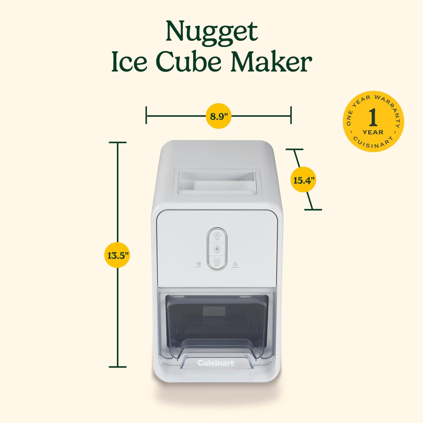 Cuisinart Counter-Top Nugget Ice Cube Maker, White, IMC-12