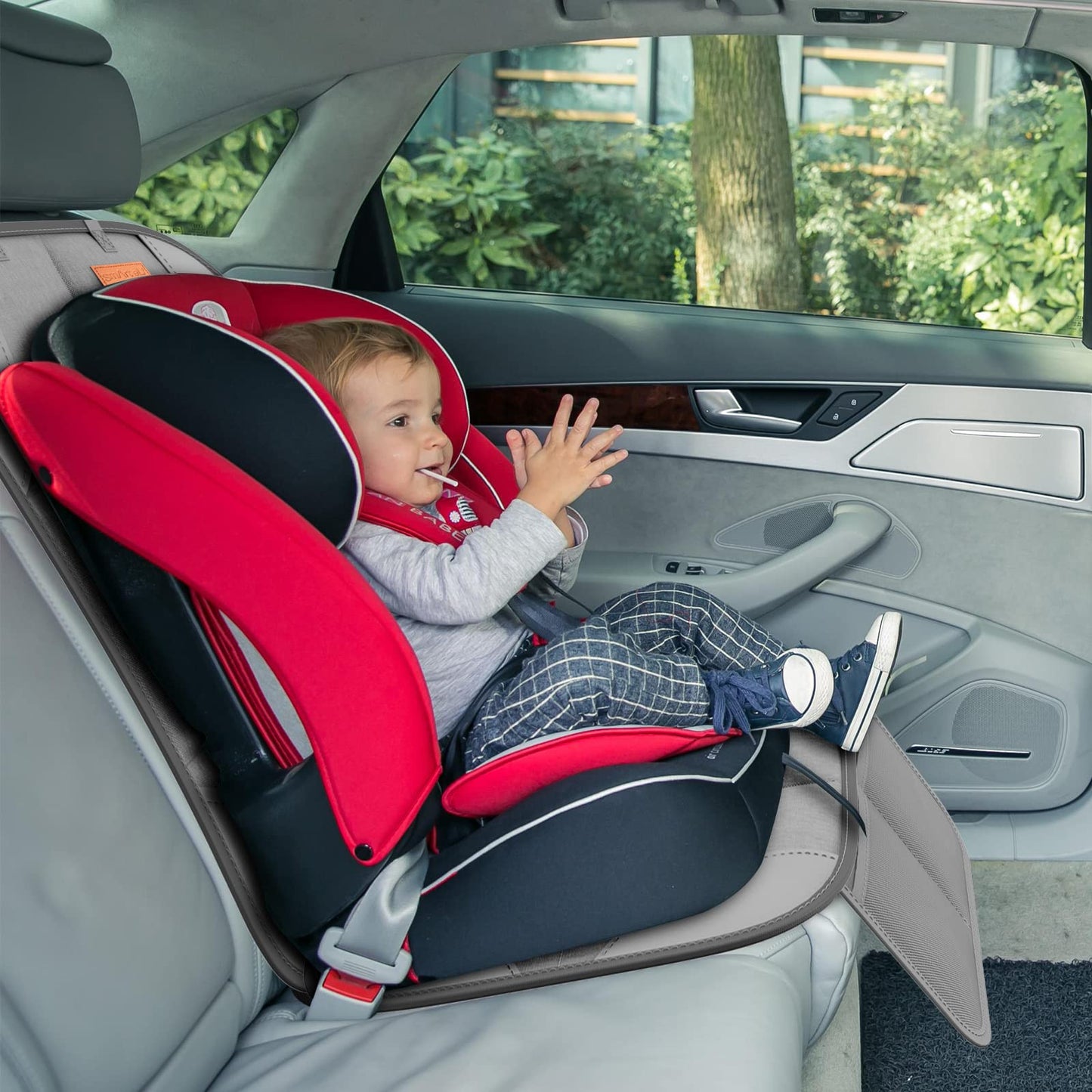 SMART ELF2 Pack Car Seat Protector-600D Fabric Waterproof Carseat Protector with Thicily Padded to Protect Your Car Seats from Child Seats and Pets (Light Grey)
