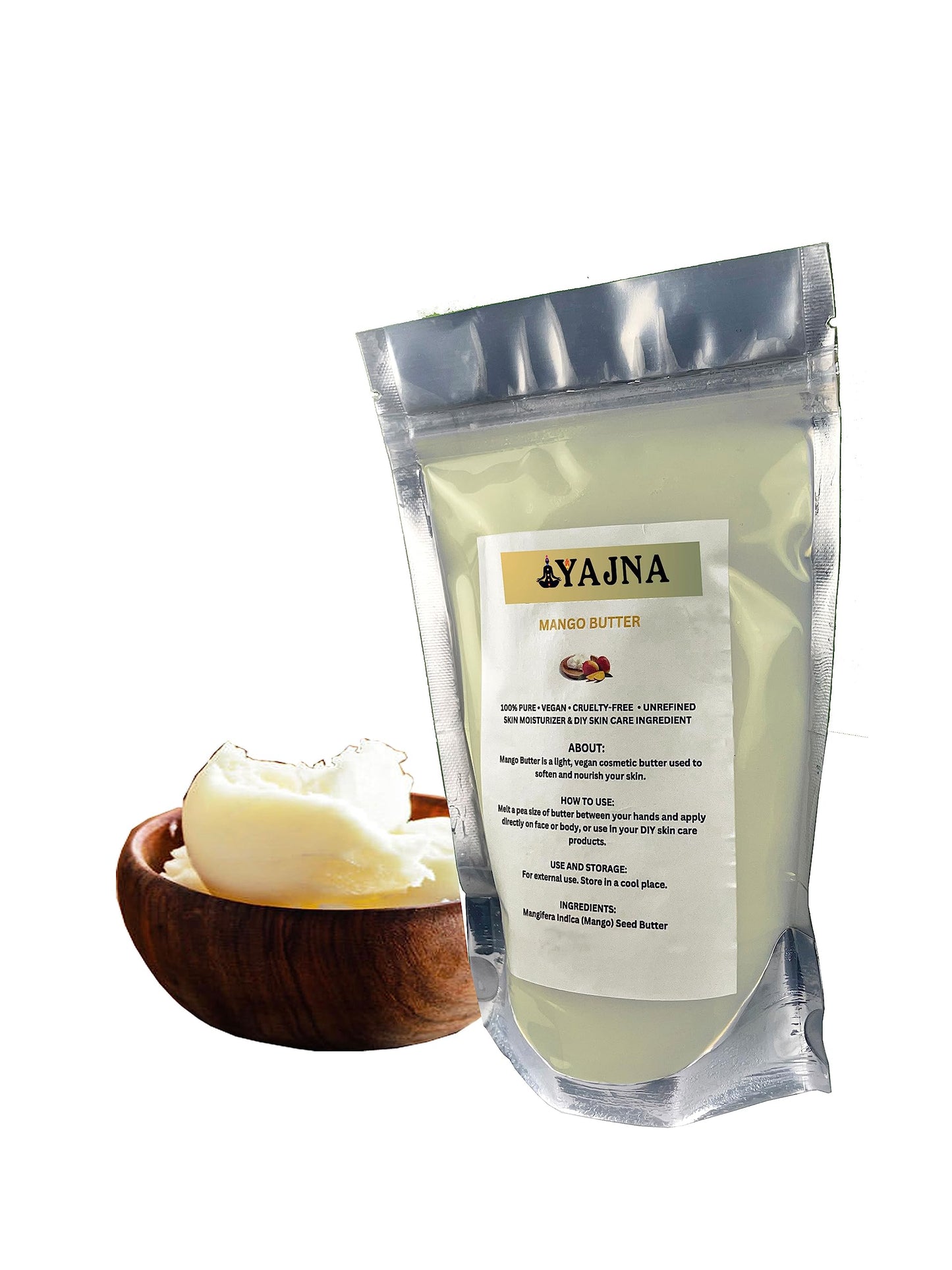 Yajna Organic Raw Mango Butter 100% Pure,Natural & Unrefined| Skin Moisturizer For Face, Body & Hair| 1 LBS/450 GM Ivory/White Grade A | DIY Creams, Balms, Lotions, Soaps| Softens Dry & Tough Skin