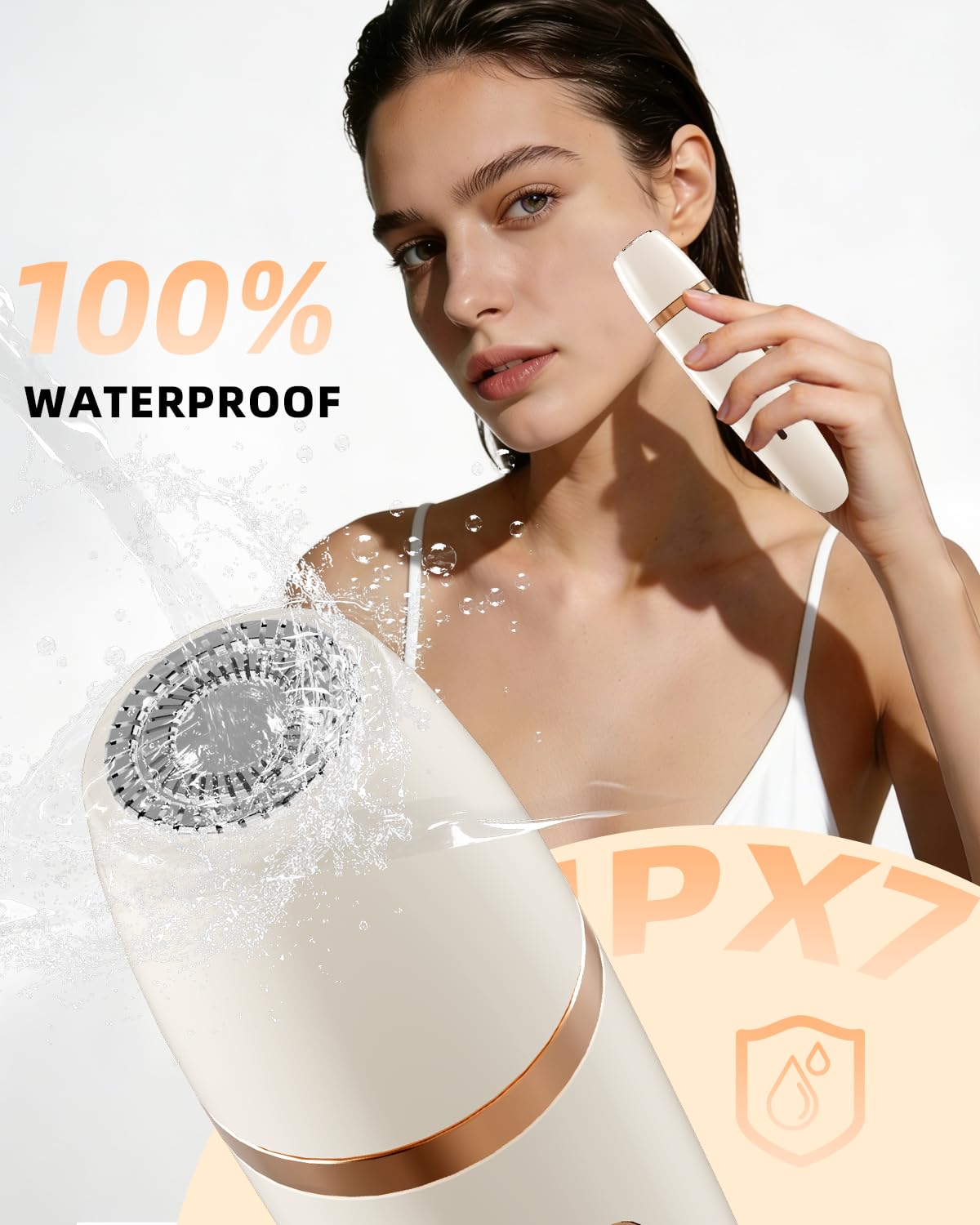 Ufree Bikini Trimmer Electric Razors for Women, Rechargeable Pubic Hair Trimmer Electric Shaver for Legs Body Hair, Bikini Shaver IPX7 Waterproof, White