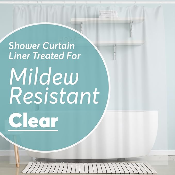 BigFoot Clear Shower Curtain - 72x72 Odorless Plastic with Magnets, Washable Long Bathroom Curtain - Premium PEVA Waterproof Bath Curtain, Rust-Proof Bathroom Essentials