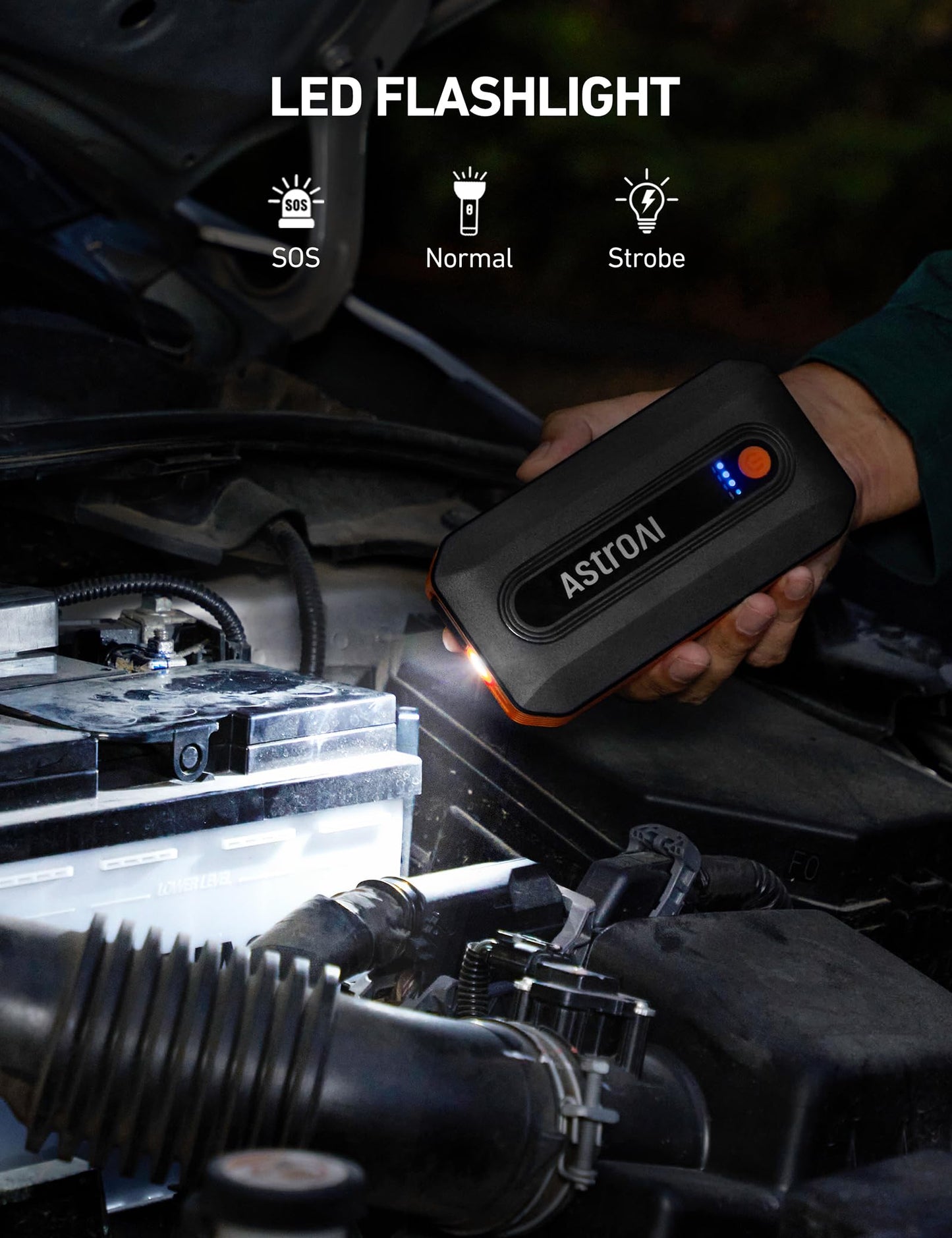 AstroAI B8 3000A Car Battery Jump Starter, 12V Jump Starter Battery Pack (up to 9.0L Gasoline and 7.0L Diesel Engine), Portable Jump Box with 3 Modes Flashlight and Jumper Cable