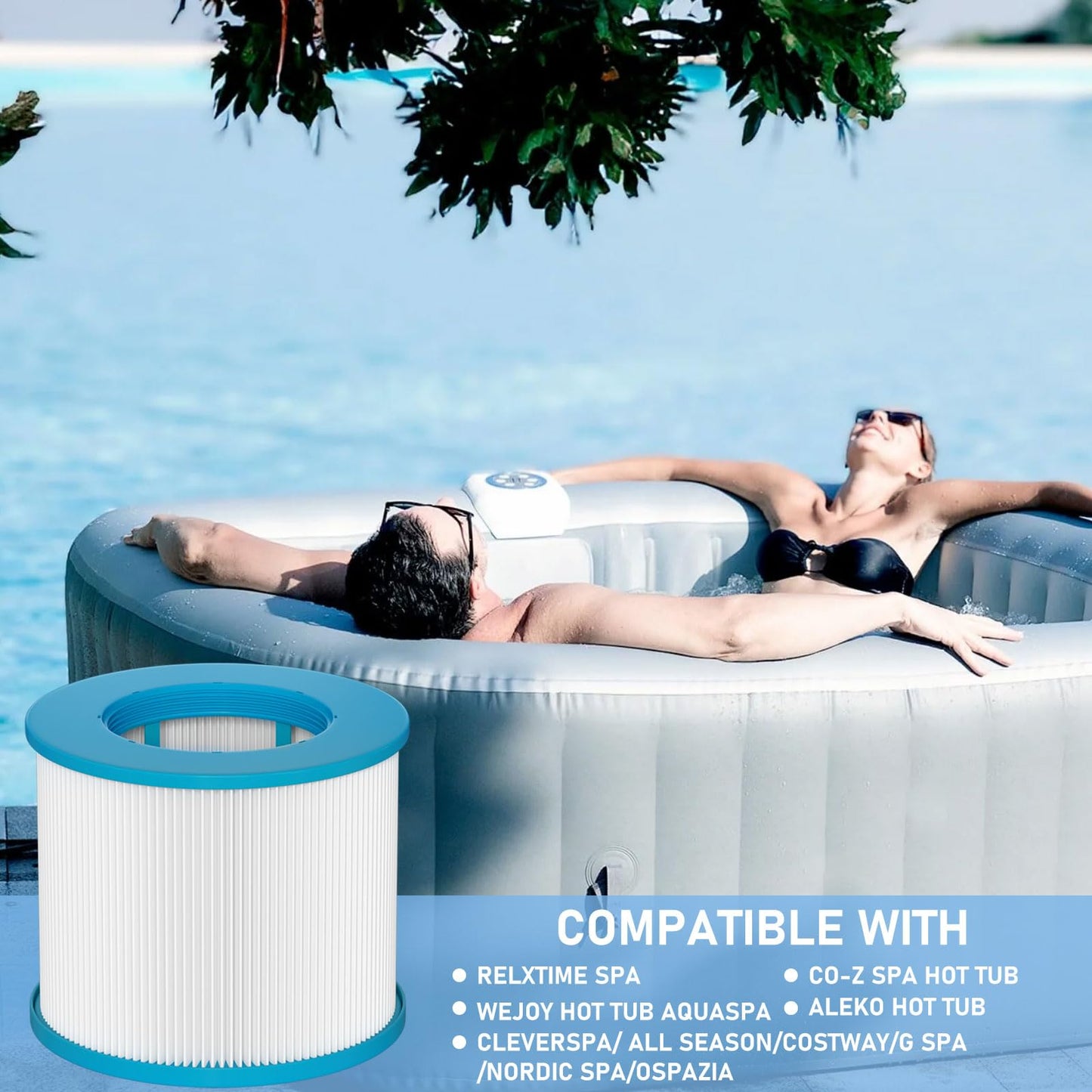 Slamate Hot Tub Filter Replacement Cartridges Compatible with All RELXTIME Hot Tub, ALEKO Hot Tub, Wejoy Hot Tub Aquaspa, Spa Filters for Hot Tub Screw On, Pack of 10