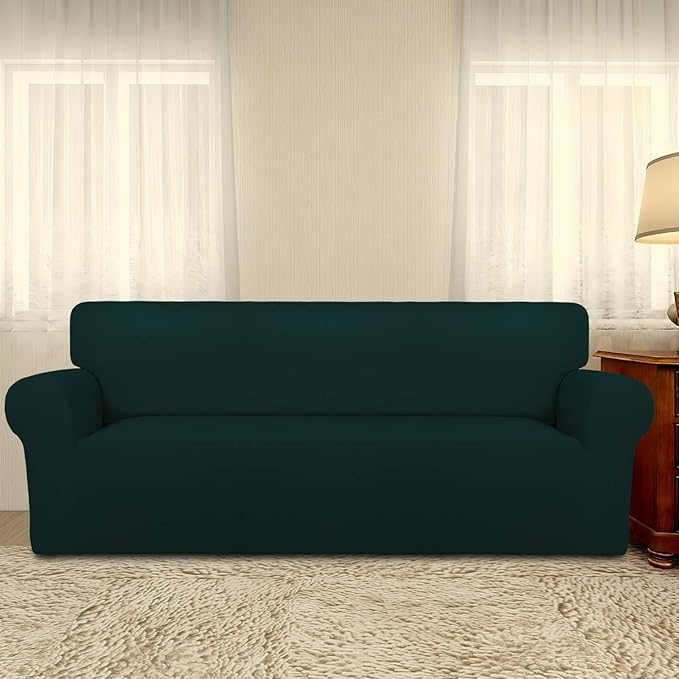PureFit Super Stretch Sofa Slipcover – Spandex Non Slip Soft Couch Sofa Cover, Washable Furniture Protector with Non Skid Foam and Elastic Bottom for Kids, Pets （Oversized Sofa, Deep Teal）
