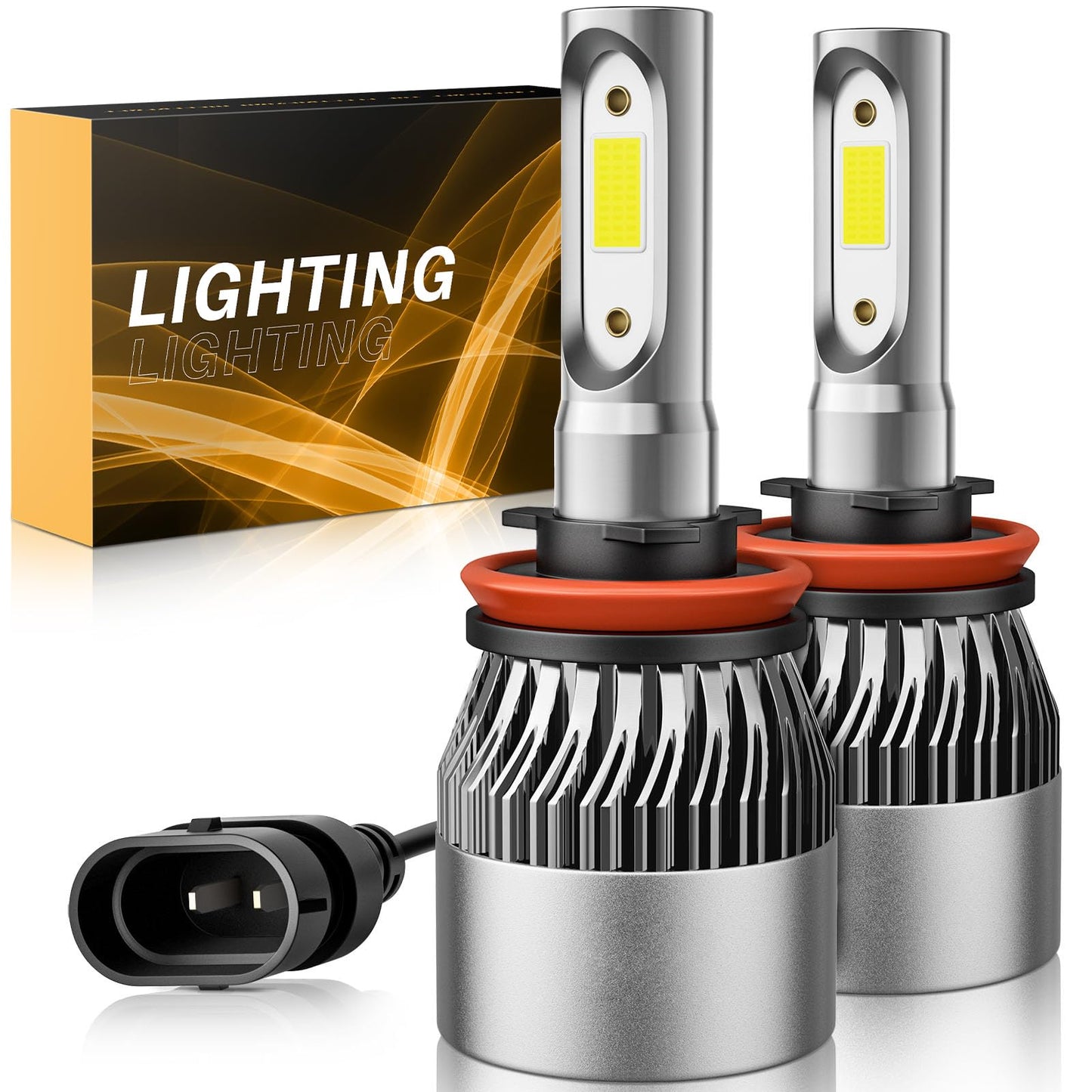 WISONDAP 𝖧𝟪 𝖧𝟣𝟨 𝖧𝟣𝟣 LED Fog Light Bulb 6500K Cool White 60000LM 900% Brighter, 1:1 Beam Plug and Play IP68 Waterproof Off-Road Lights, Pack of 2