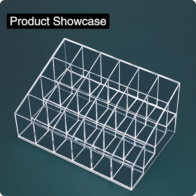 Lipstick Organizer,Small Clear Plastic Compact Lip Gloss Chapstick Perfume Sample Mascara Holder with 24 Slots