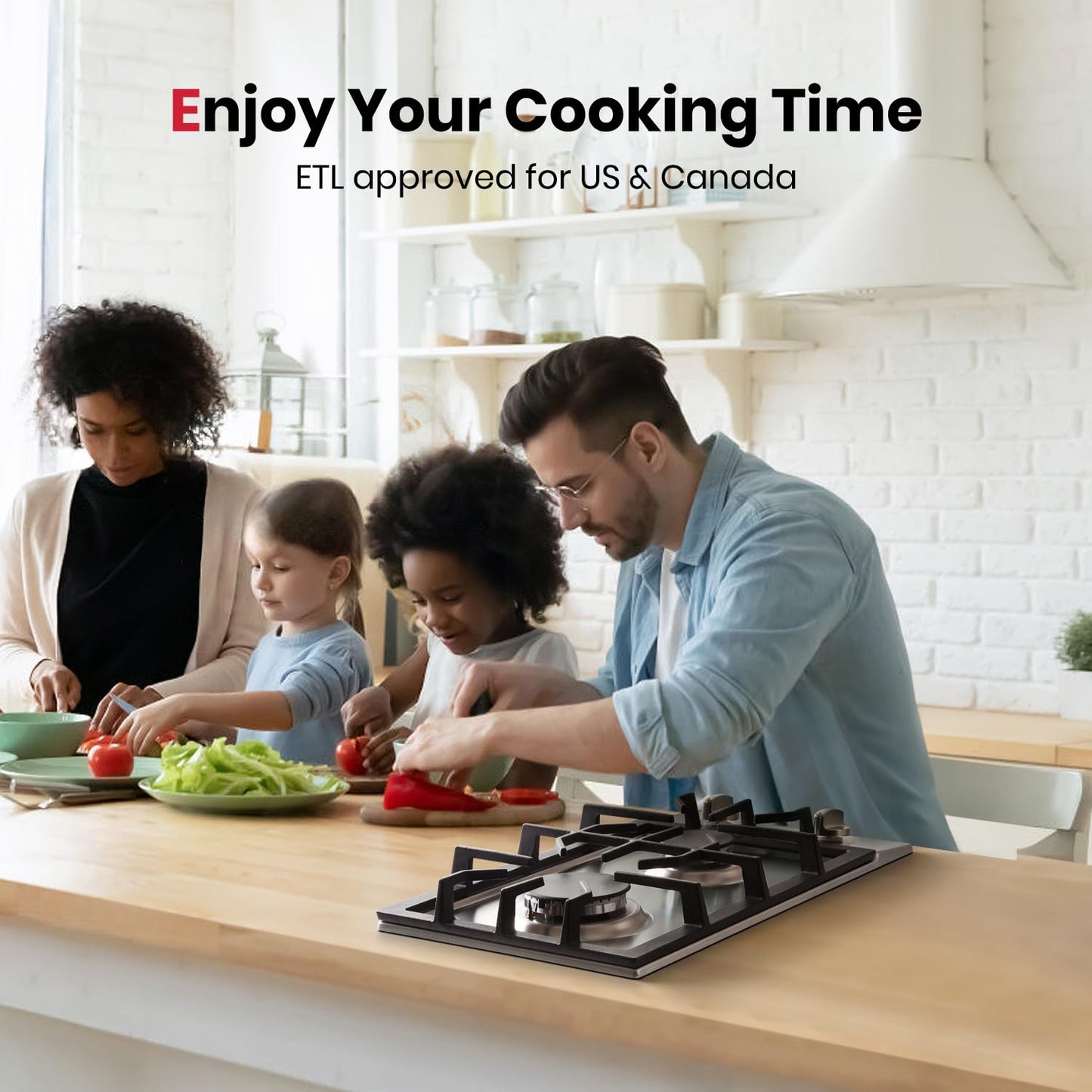 GASLAND 12 Inch Gas Cooktop 2 Burners, Drop-in Propane Stove Top with Thermocouple Protection, LPG/NG Convertible Dual Fuel Natural Gas Hob, Stainless Steel