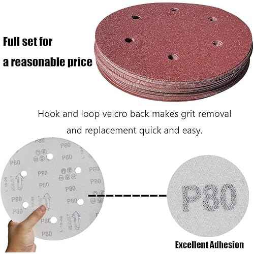 100 PCS 9-Inch 6-Hole Drywall Sanding Discs Set - 60 80 120 150 240 Grits Sandpaper, 9" Aluminum Oxide Hook-and-Loop Drywall Sander Paper for Power Drywall Sander