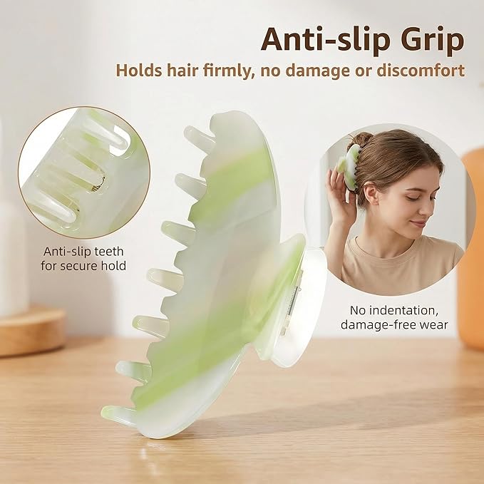 Durable Acetate Hair Clips - 4-Inch Cyan tint Claw Clips for Fine and Thick Hair (Cyan tint)