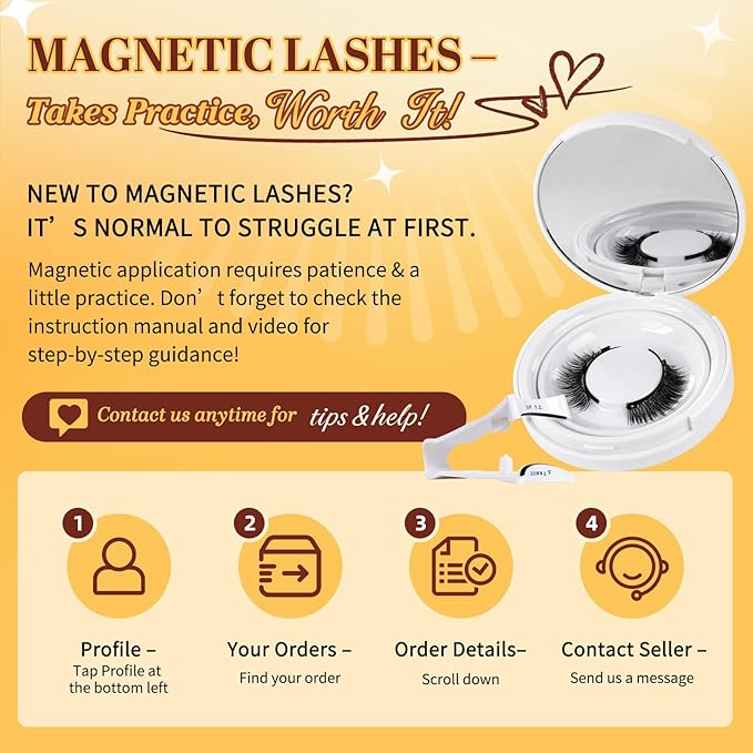 QUEWEL Magnetic Eyelashes 4 Pair Reusable Magnetic Eyelashes with Applicator No Glue Needed Eyelashes Natural Look Lash Clusters Kit Easy to Wear and Remove(4 Pairs-A14)