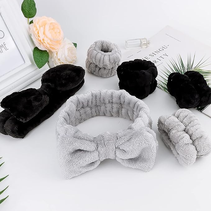 6 Pcs Microfiber Spa Set - Headband, Face Wash Headbands, Makeup Headbands with Wristbands for Skincare
