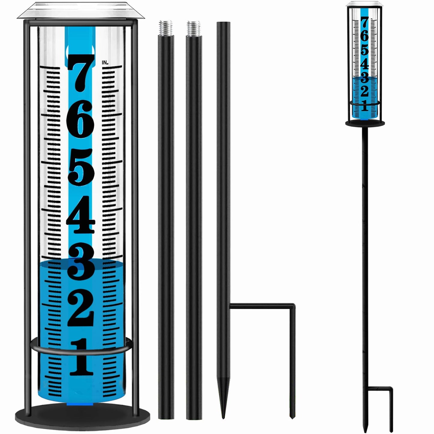 Rain Gauge outdoor, Upgraded Accurate Rain Gauges Outdoors best rated, Thickened Transparent Plastic Rain Measure Gauge for Yard, Adjustable Height Large Rain Measuring Tool for Garden, Easy to Read