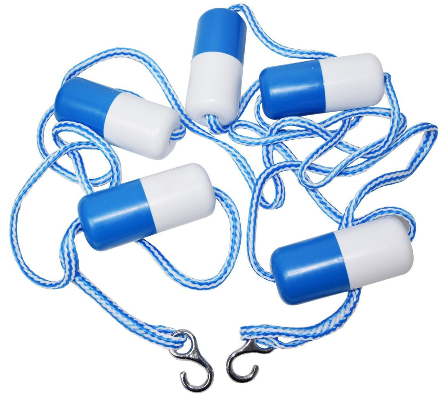 ATIE 16' Swimming Pool Safety Divider Rope and Float Line with 2 Pre-Assembled Stainless Hooks and 5 Bi-Tone Floating Buoys for Effective Visibility (16 FT)