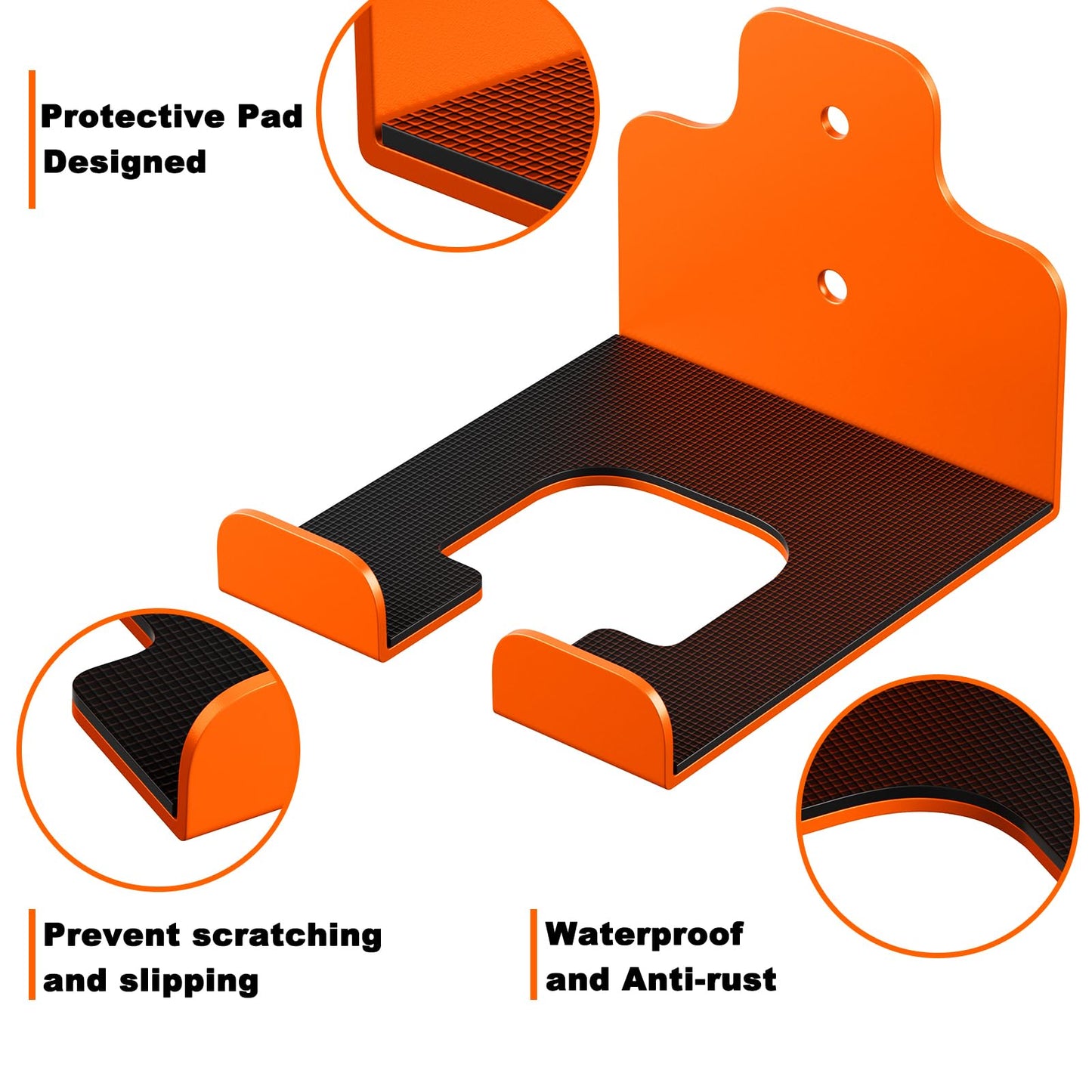 JNIHEEP Garage Organizer Trimmer Rack, Garden Power Tool Hanger Weed Whackers Holder Wall Mounted for Grass Trimmer, Hedge Trimmer, Garage Trimmer, Garden Tools,3 Pack(Orange)