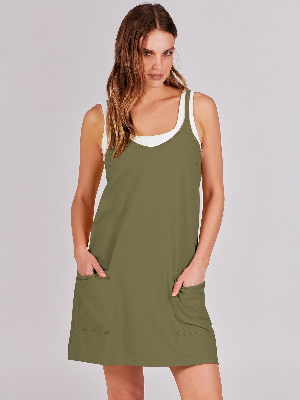 ANRABESS Women Athletic Dress Summer Tennis Workout Active Sports Mini Romper Dress Built in Shorts Travel Vacation Clothes