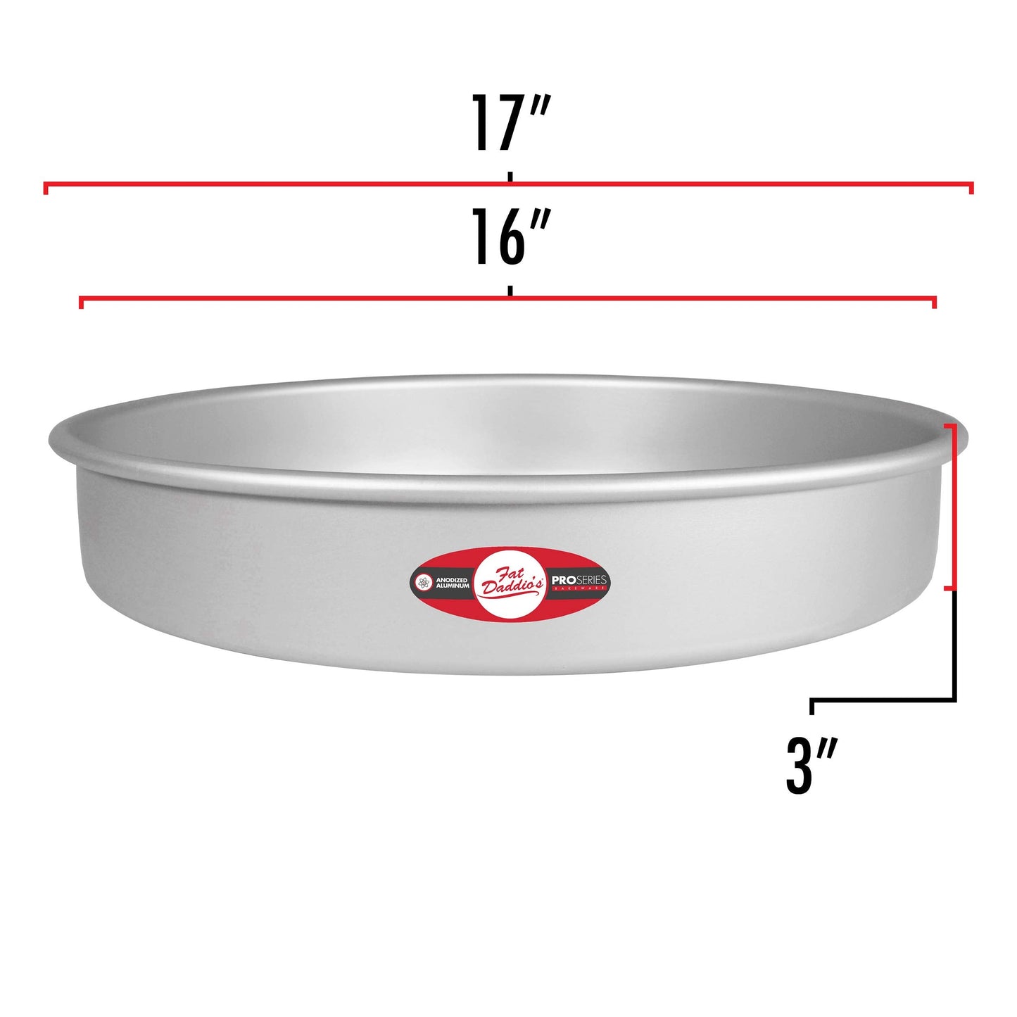 Fat Daddio's Round Cake Pan, 16 x 3 Inch, Silver