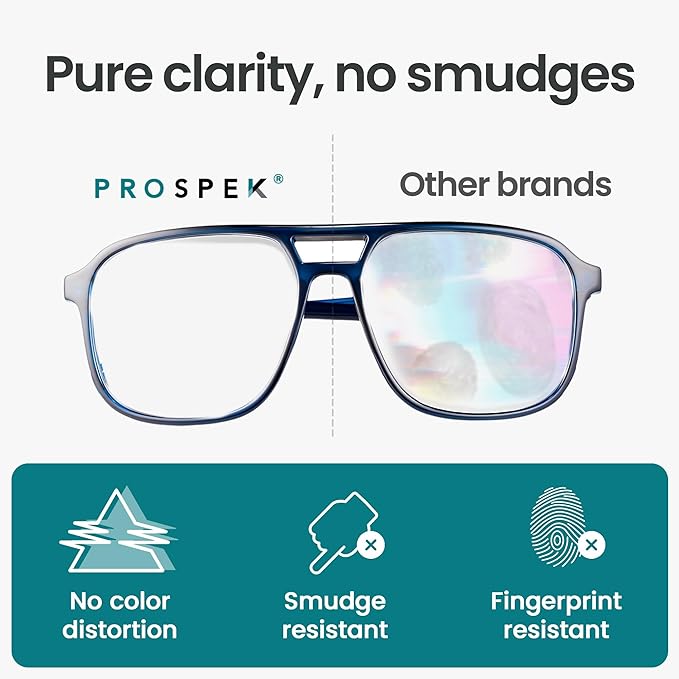 Prospek Blue Light Glasses Reading for Men and Women, For Computer Use, Blue Light Protection, Clear Lens 0 to +3.0 Diopters