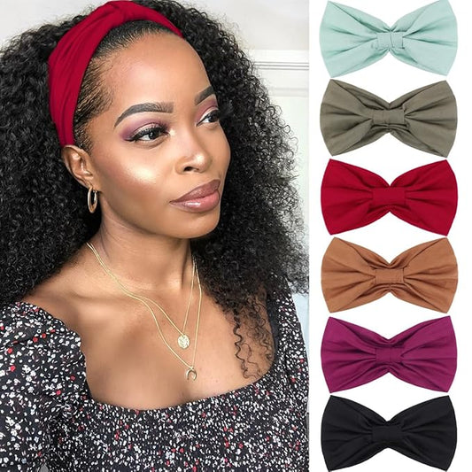 Kachanaa 6 Packs New Wide Headbands for Women's Hair,Non-Slip Soft Elastic Bandeau Hair Bands Makeup Yoga Workout Running Sweat Hair Wraps Fashion Hair Accessories