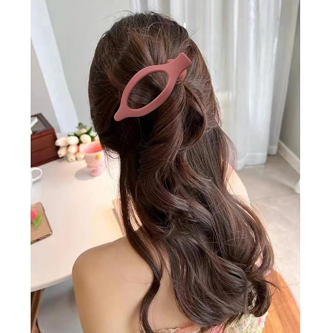 Flat Hair Clips for Women - Pink Lay Flat Claw Clips for Thin and Thick Hair - 3Pcs French Concord Large Matte Jaw Clips - Hair Clamps Accessories