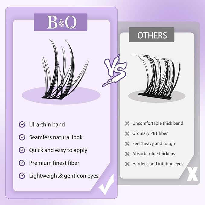 B&Q Wispy Lash Clusters Full B03,Eyelash Clusters 156PCS Comfortable band Cluster Eyelash Extensions,8-18mm Volume Individual Lashes Lightweight D Curl Lash Clusters Soft Eyelashes Natural Look(B03)