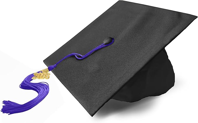 Graduation Cap with 2026 Tassel Year Charm Black Graduation Cap for High School & Bachelor