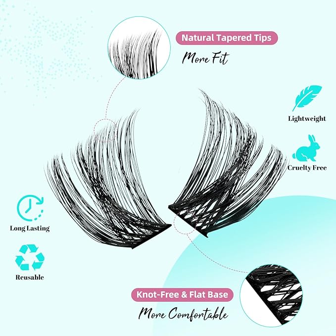 Lash Clusters 144pcs Cluster Eyelash Extensions D Curl Eyelash Clusters False Eyelashes Soft Comfortable Individual Lashes DIY Lash Extensions with Thin Band (Dusk, D-10-18mm)