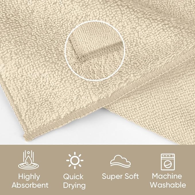 HOMEXCEL Microfiber Washcloths 12 Pack, Highly Absorbent and Soft Face Towel, Multi-Purpose Wash Cloths for Bathroom, Gym, Hotel, Spa and Kitchen, Multicolor 12x12 Inch, Brown