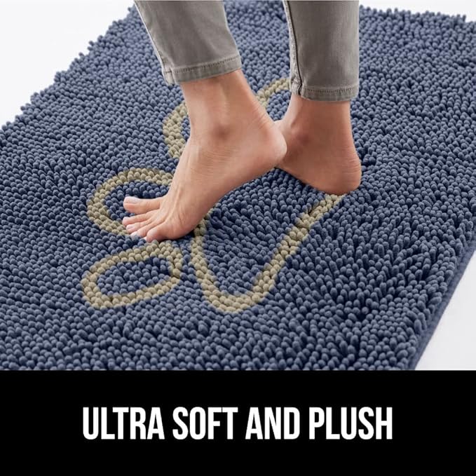 GORILLA GRIP SoakSTOPPER Dog Door Mat, 30x20 Machine Washable Rug Absorbent Doormat Captures Moisture Mud Dirt, Quick Dry Soft Chenille Entryway Rugs Indoor Entrance Mats for Dog Paws, Navy