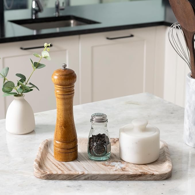 Koville Marble Tray, 12"x8" Natural Marble Vanity Tray for Countertop Bathroom Kitchen Dresser, Decorative Catchall Trays for Perfume Jewelry, Rectangular Stone Serving TrayÃ¯Â¼ÂPalissandroÃ¯Â¼Â