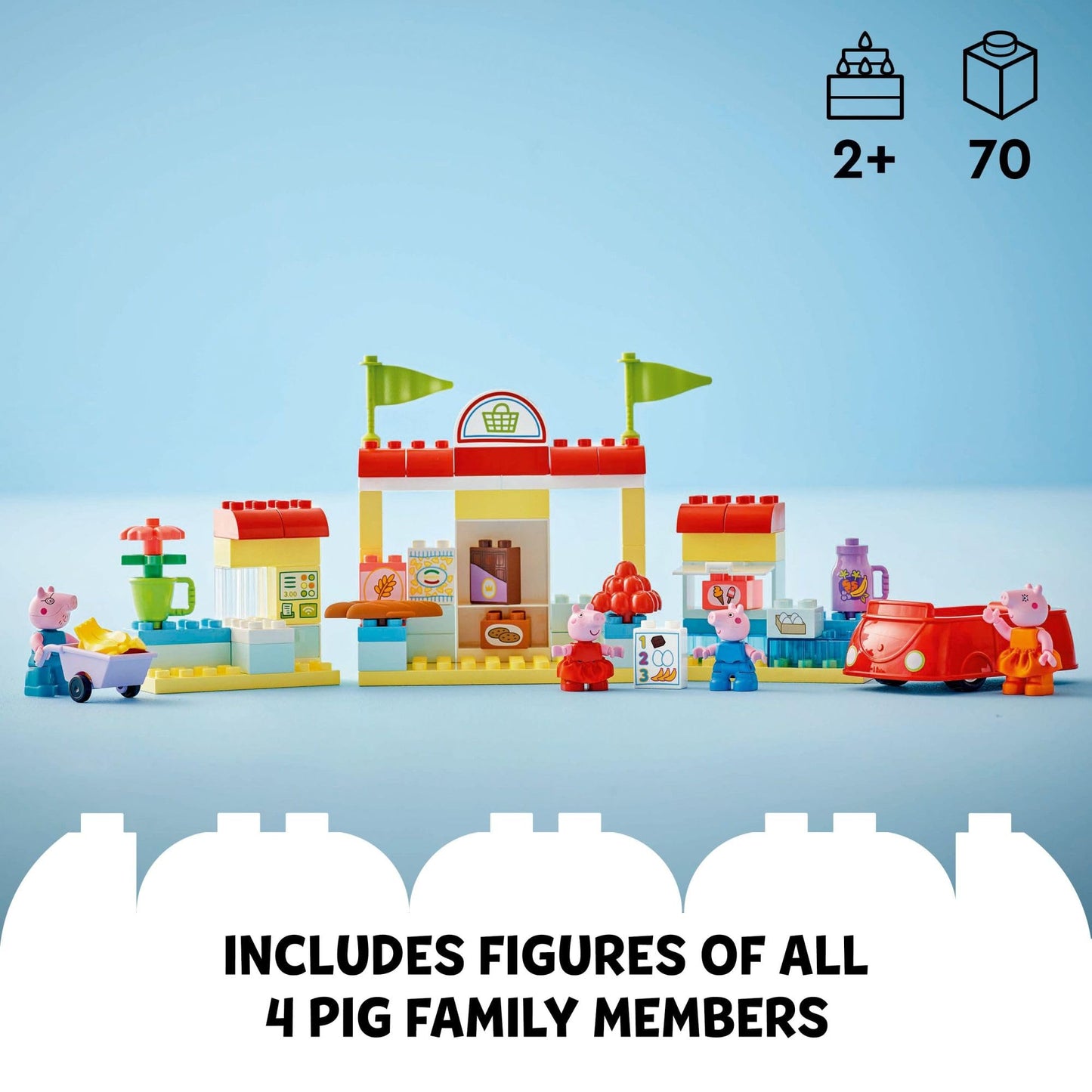 LEGO DUPLO Peppa Pig Supermarket Building Toy - Peppa Pig Toys for Girls & Boys, Ages 2+ Years - Gift for Christmas - Pretend Play Playset for Preschool - Learning & Education - 10434
