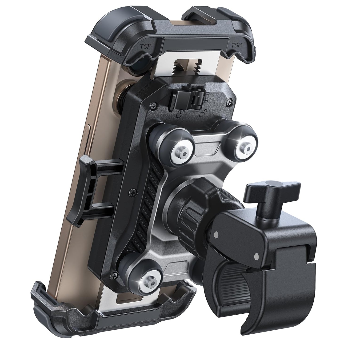JOYROOM Motorcycle Phone Mount Holder - [Dual Vibration Dampener] 150mph Anti-Shock Phone Holder for Motorcycle [Upgrade Metal Handlebar Clamp] - Bicycle Bike Phone Holder Mount for 4.7-7" Cell Phones