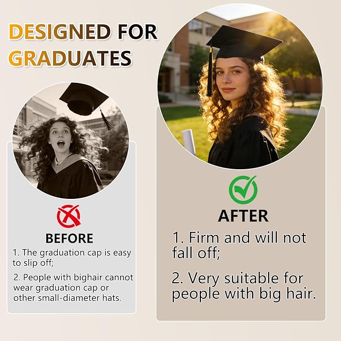 ZEYER Graduation Cap Headband for Women Graduates, Students, Firm Anti-Fall Hair Band for Grad Cap, Secure Hairstyle Ideal For Graduation Ceremonies