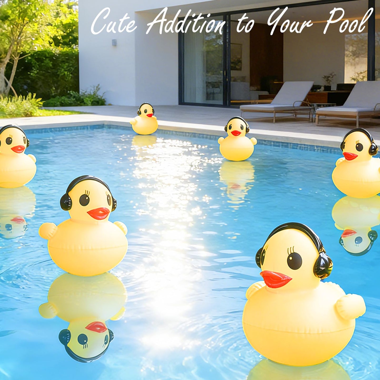 Floating Solar Pool Lights, 16 inch Waterproof Pool Lights that Float, Light up LED Pool Accessories, Glow Duck Pool Light, Inflatable Solar Floating Light for Pools,Pond,Hot tub,Party-2pcs