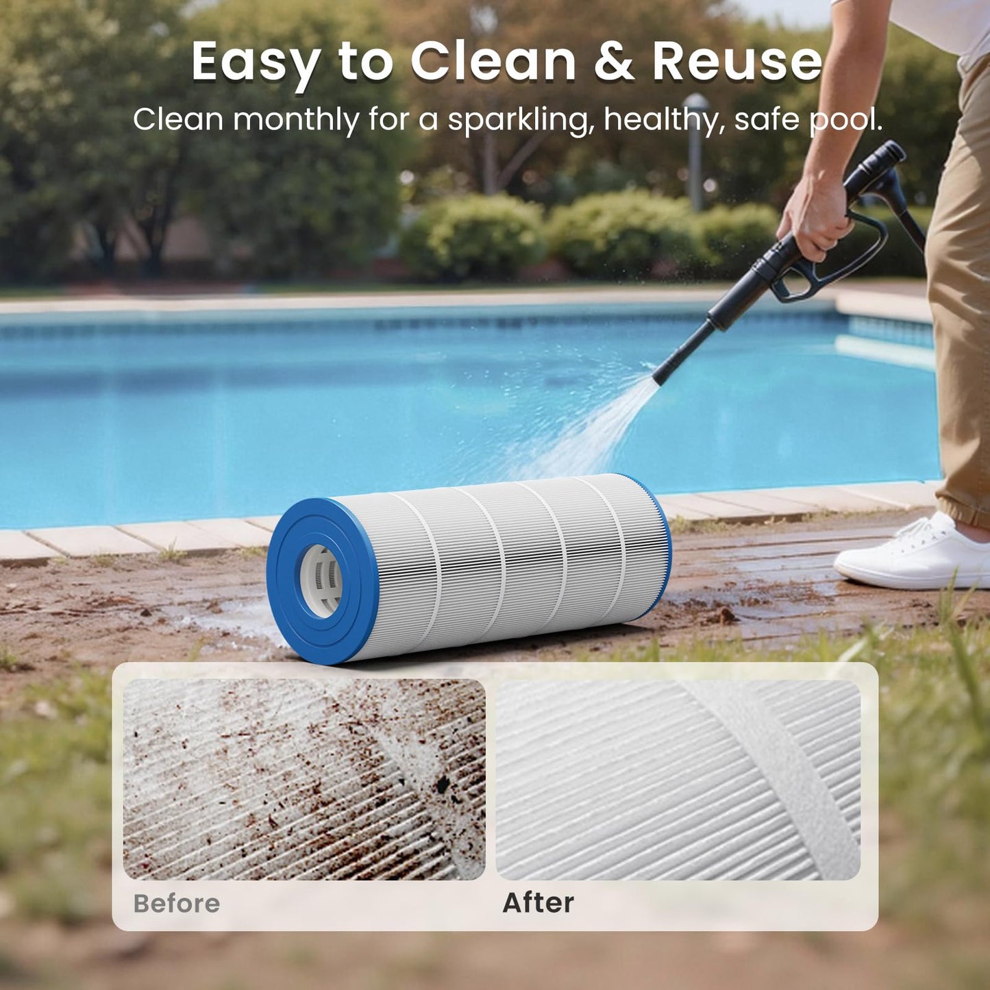 Future Way C1200 Pool Filter Cartridge Replacement for Hayward Star Clear Plus C1200, Replace Pleatco PA120, Hayward CX1200RE, Unicel C-8412, 120 sq.ft, 2 Pack