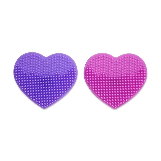 Plum Beauty Heart-Shaped Silicone Skin Scrubber Ã¢ÂÂ Manual Facial Cleansing Brush for Exfoliating & Massaging Ã¢ÂÂ Soft, Skin-Safe Bristles for All Skin Types Ã¢ÂÂ Includes Suction Cup Mount